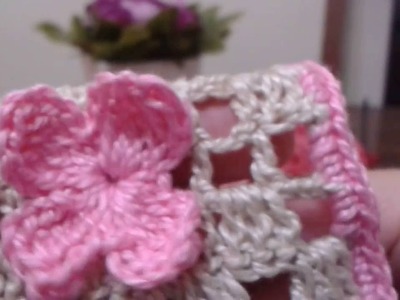 Porta caixas de fósforos de crochê (13 - incluiu flor de crochê)