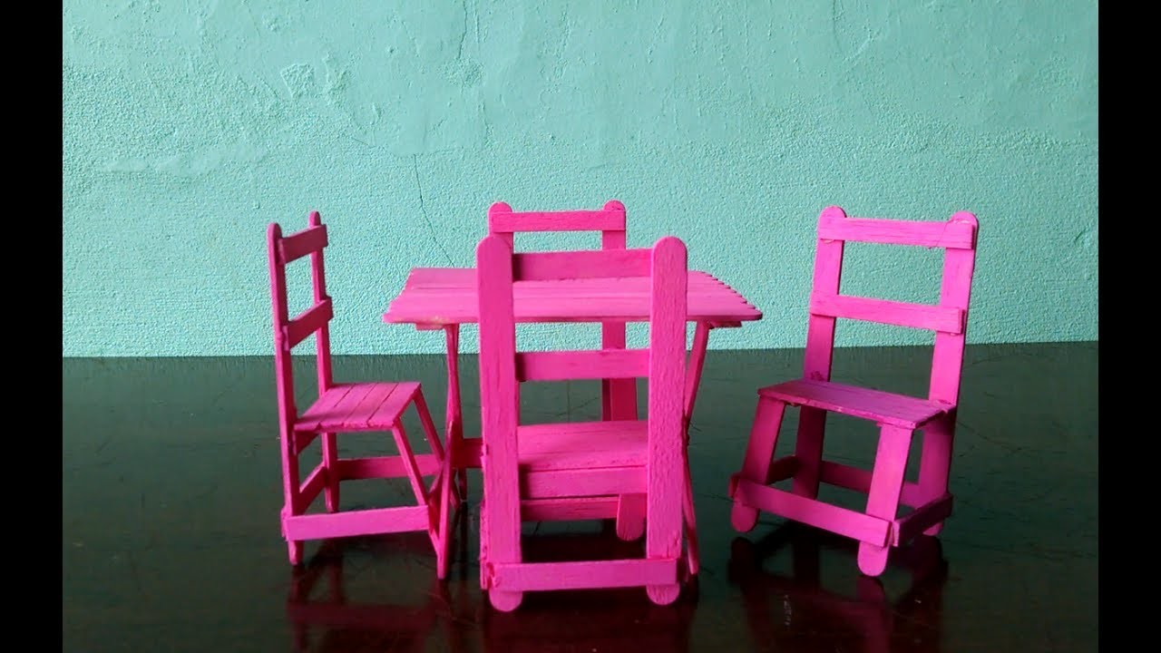 Como Fazer Mesa e Cadeiras com Palitos de Picolé