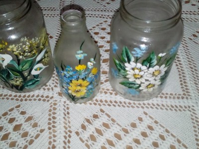 DIY.  flores no vidro, pintado com tinta pva