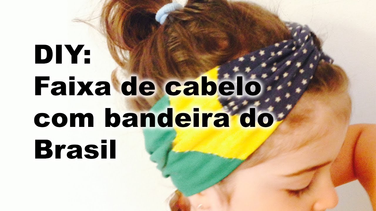 Faixa de cabelo com bandeira do Brasil - Patchwork - Hairband with brazilian flag