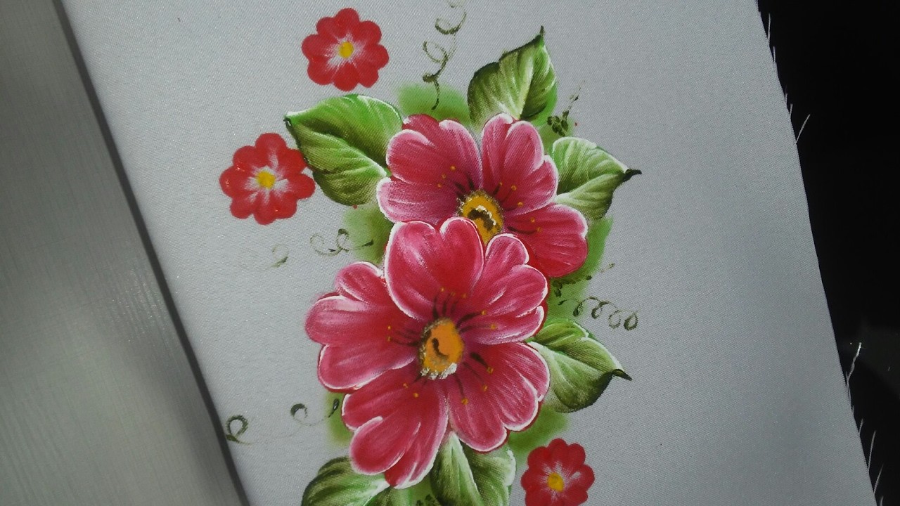 Como pintar flor vermelha simples iniciantes