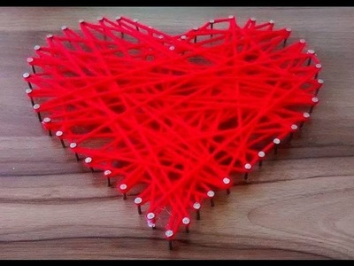 DIY: Quadro de coração com lã e pregos