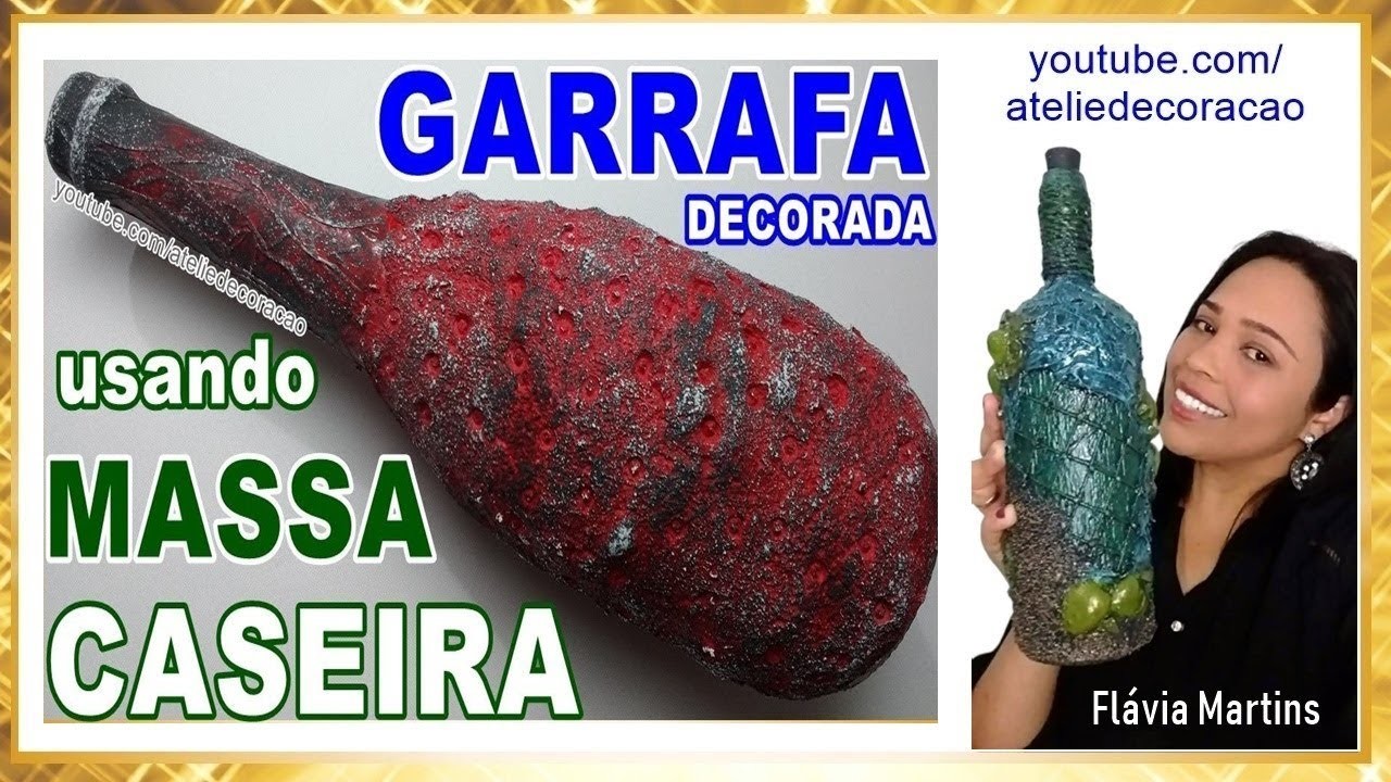 GARRAFA DECORADA COM MASSA CASEIRA - Flávia Martins