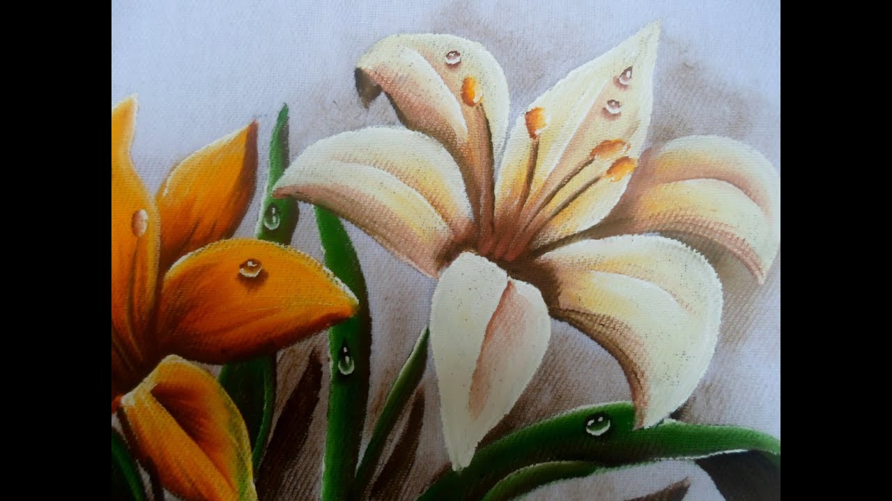 Pintura em tecido | Como pintar Lírio branco | passo a passo