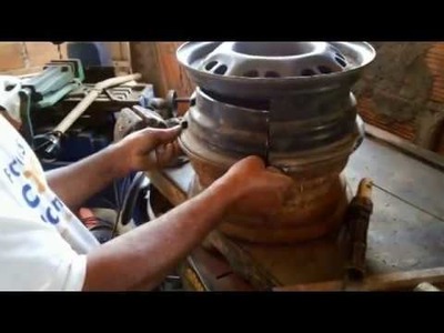 Fazendo fogão a lenha  com roda de ferro Parte 1