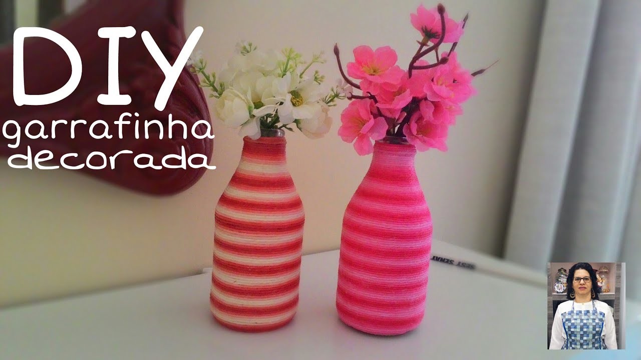 Garrafa decorada com linha matizada