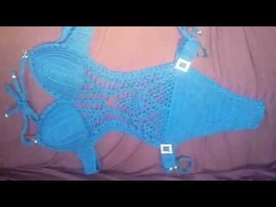 Maio  de  crochê azul turquesa