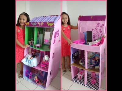 PASSO A PASSO Casa da Barbie feita com caixa de papelão