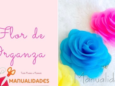 DIY - Flor organza de Luxo. - MAKE HAIR BOW LAÇAROTE. PAP. TUTORIAL - Organza flower