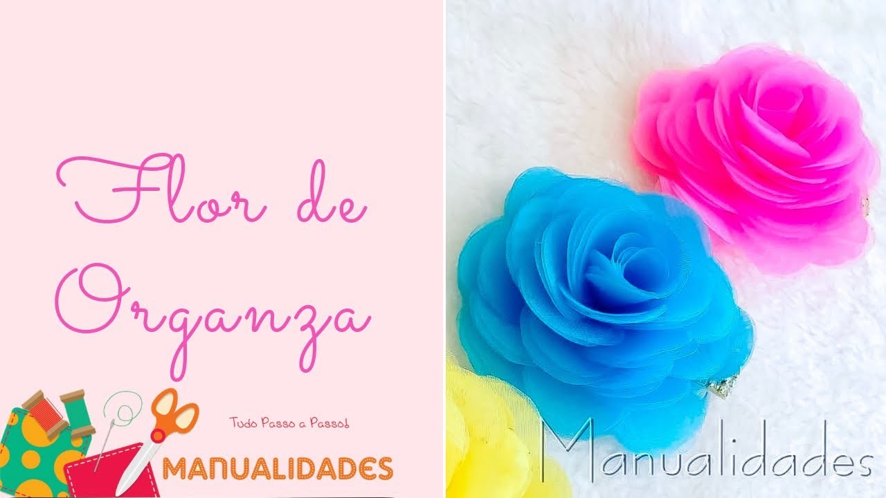 DIY - Flor organza de Luxo. - MAKE HAIR BOW LAÇAROTE. PAP. TUTORIAL - Organza flower