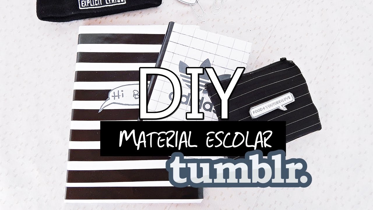 DIY -Material escolar tumblr:Caderno listras,"adidas",estojo,clips|Camyla lima