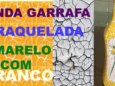 Garrafa craquelada Branco e Amarelo