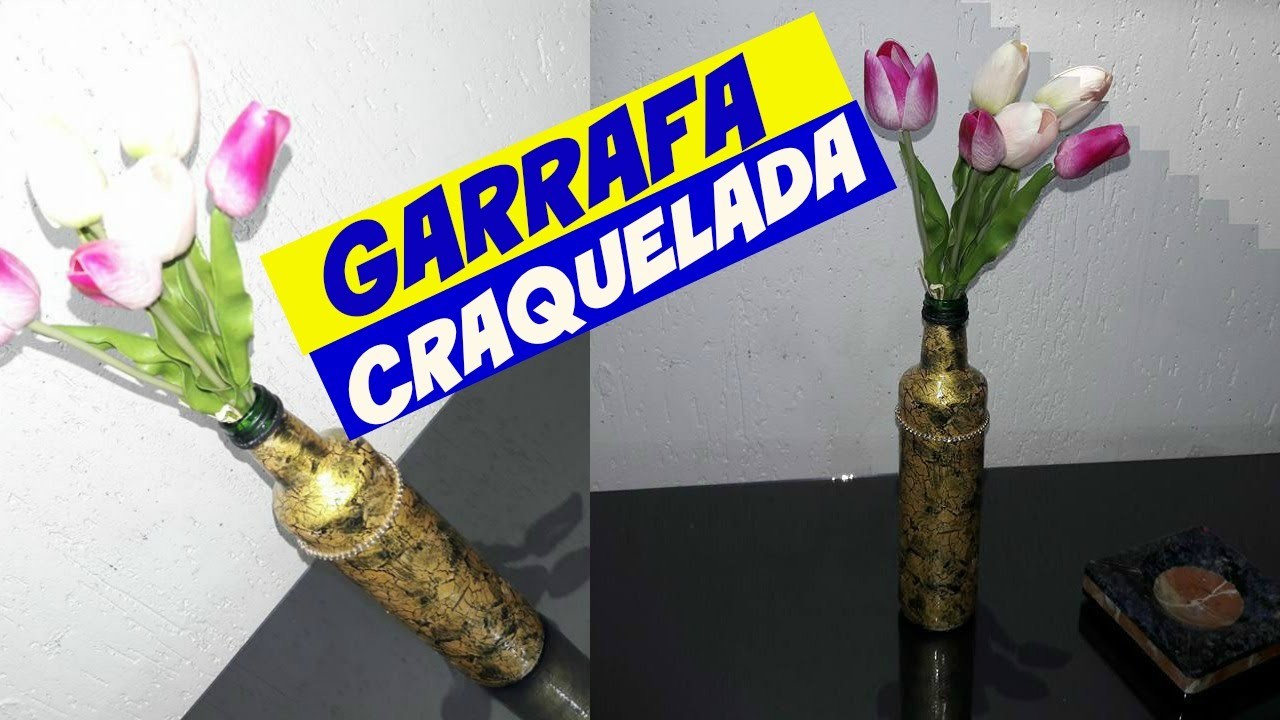 GARRAFA CRAQUELADA EM DOURADO