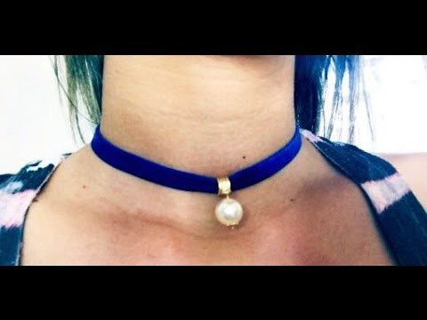 Colar, Choker, Gargantilha Veludo com Perola! Lojawebonline.com