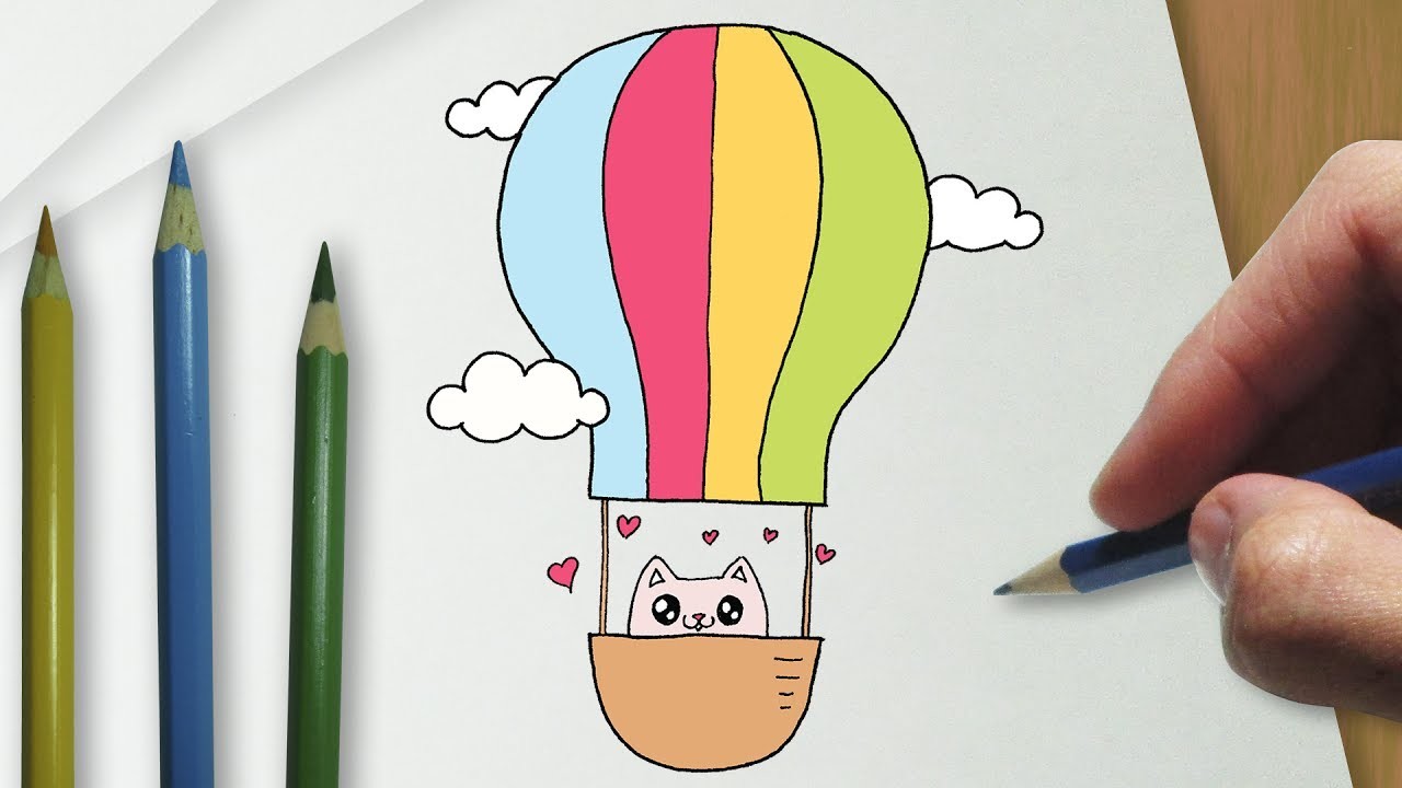Como desenhar um gatinho fofo kawaii em um balão