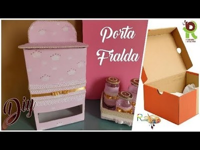 DIY Porta Fraldas de Caixa de Sapato | Papelão #Reciclarte