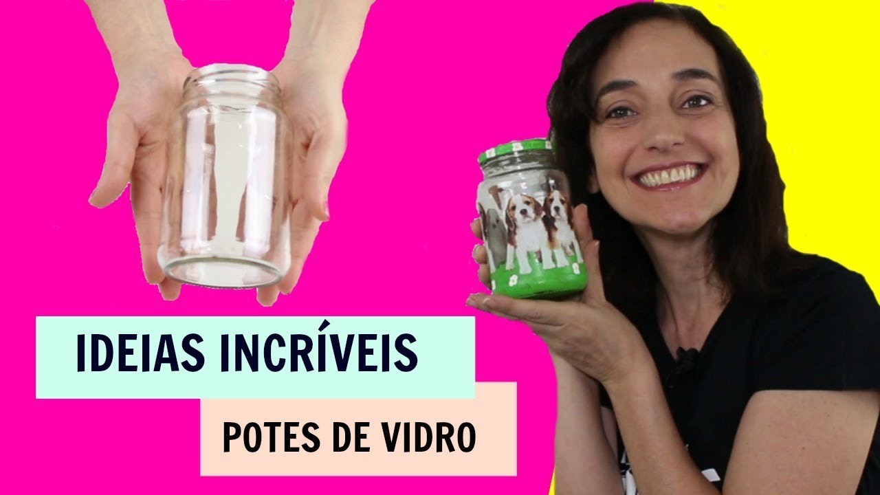 Ideias para POTE DE VIDRO #Reciclarte - Pote Bolso, com tecido e pintura degradê- Ana Rogéria  -