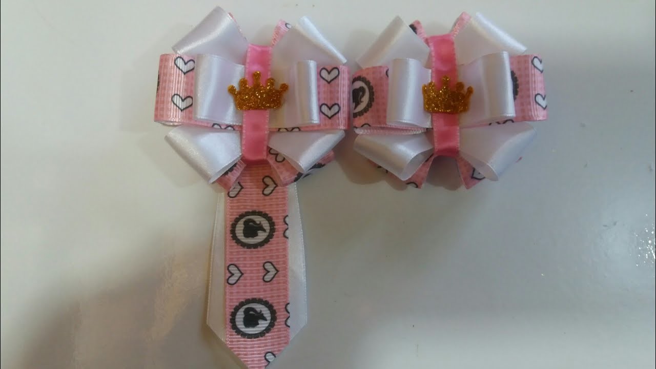 Kit laço e gravata Barbie ????????