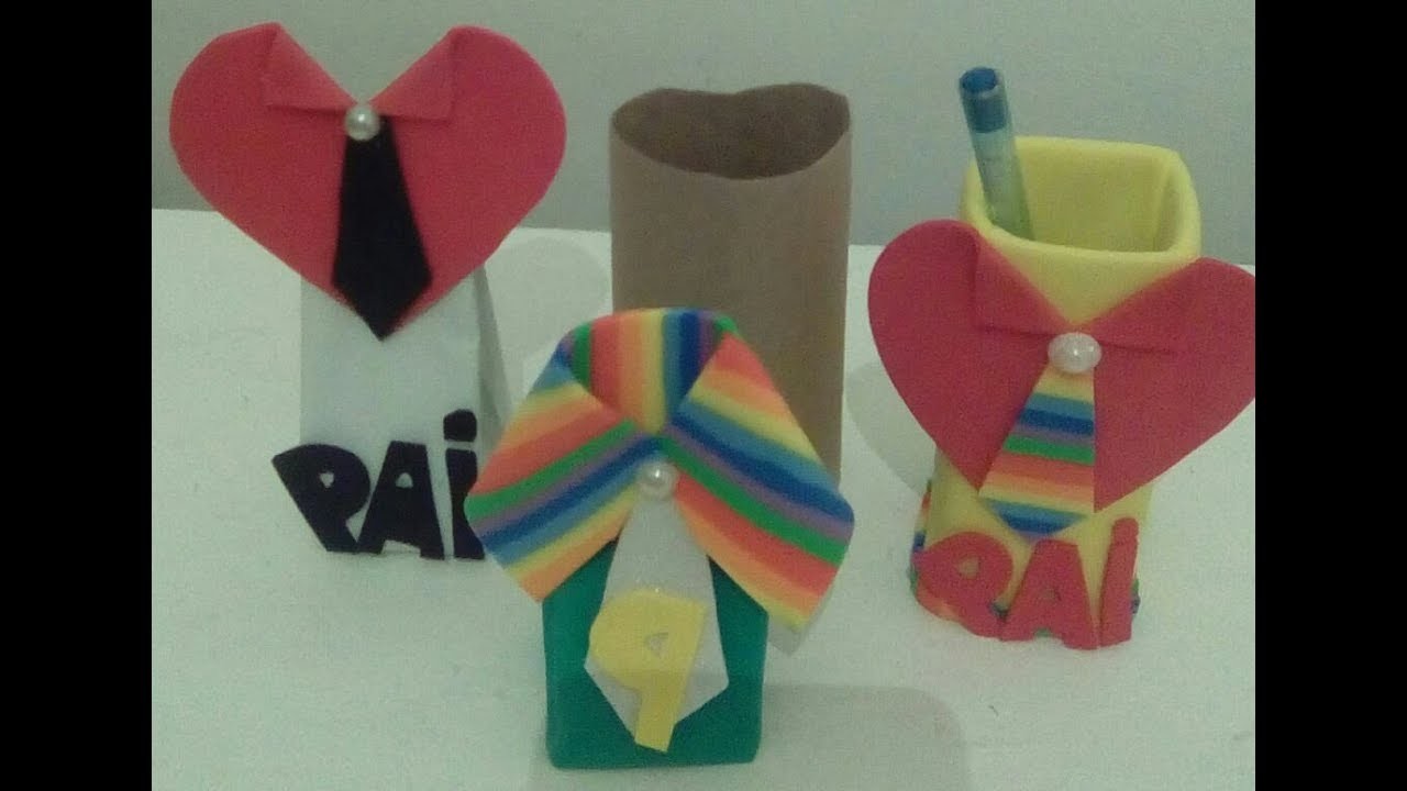 Três idéias de lembranças para o dia dos pais, feitos a partir de um rolo de papel HG