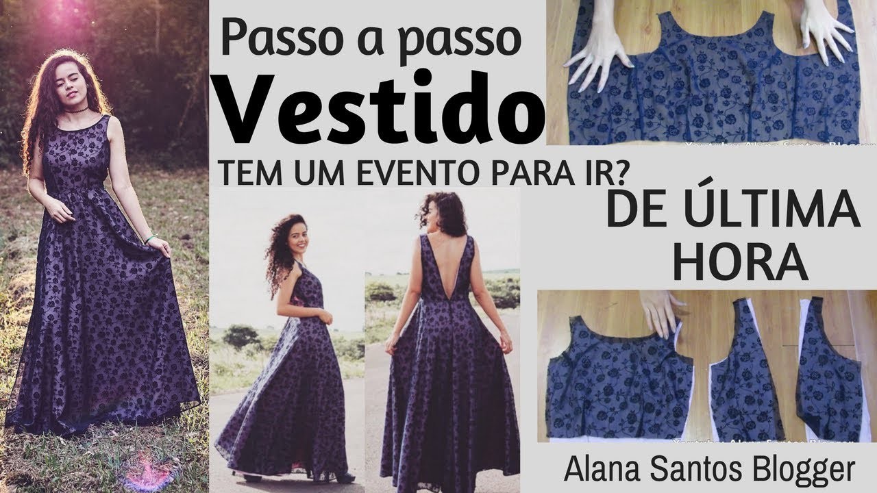 Aula Costurando vestido de festa longo godê  (RÁPIDO E MARAVILHOSO)  Alana Santos Blogger
