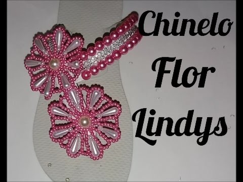 Costurando A Flor Lindys No Chinelo 1