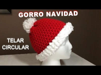 GORRO NAVIDAD TELAR CIRCULAR PUNTADA FIGURA 8 | Gorro 06 | Tutorial paso a paso | Christmas hat
