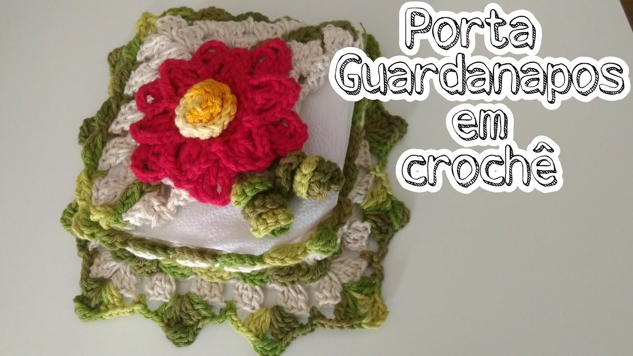 Porta guardanapos em Crochê com aplicação de flor