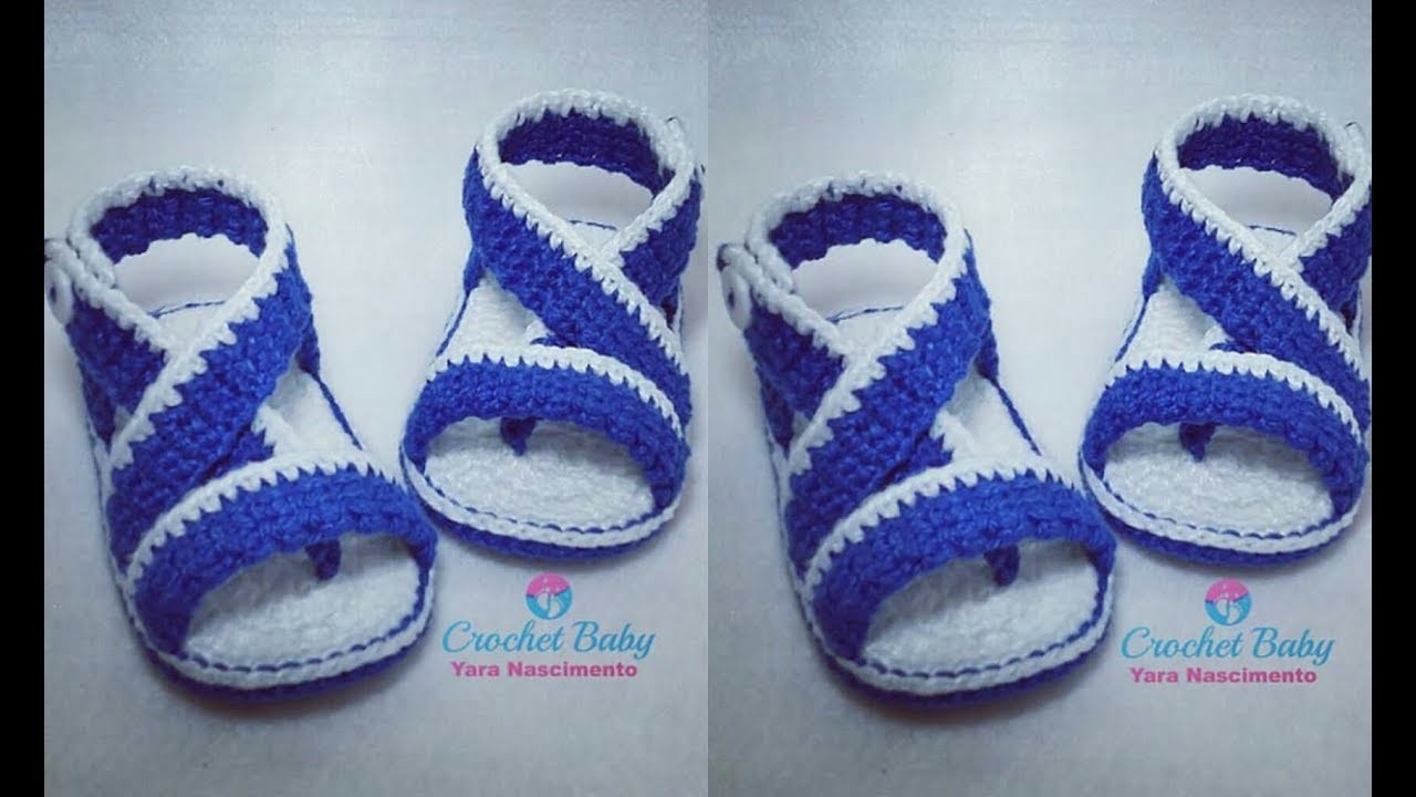 Sandálinha LUIS de crochê - Tamanho 09 cm - Crochet Baby Yara Nascimento PARTE 02