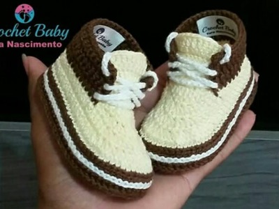 Tênis KAIO de crochê - Tamanho 09 cm - Crochet Baby Yara Nascimento