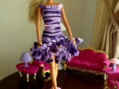 Vestido de Crochê Para Barbie de Pontas Com Flores Por Pecunia Milliom