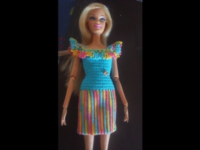 Vestido de crochê para boneca barbie # 10, passo a passo