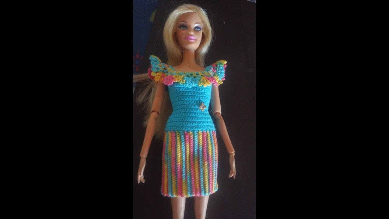 Vestido de crochê para boneca barbie # 10, passo a passo