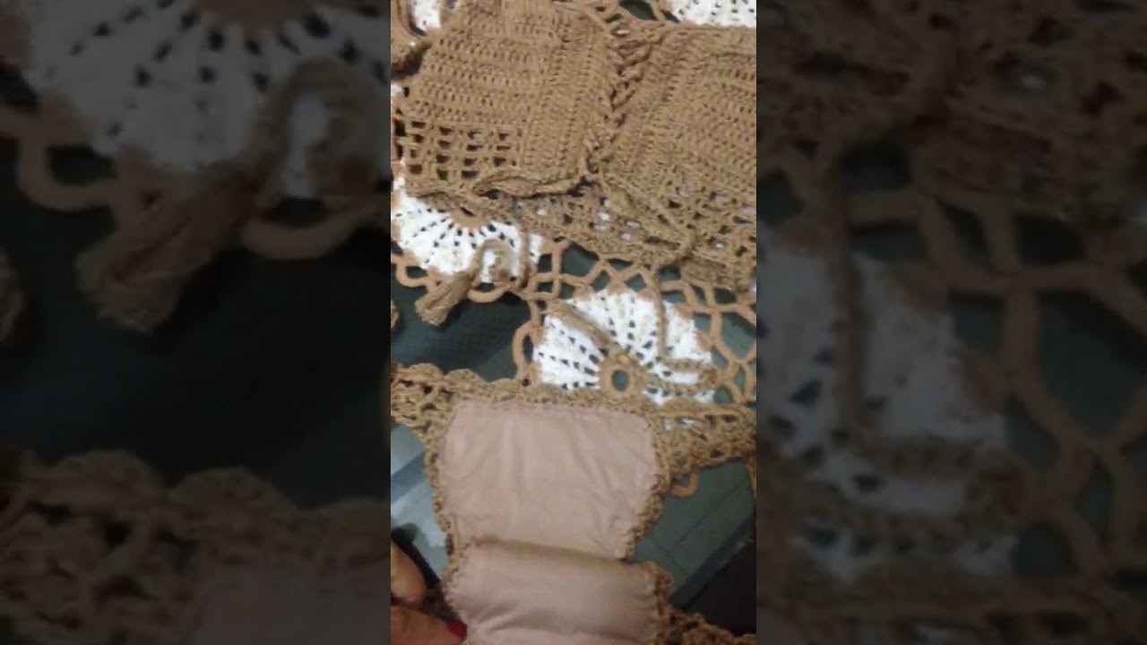 Biquini ciganinha em Crochet nude