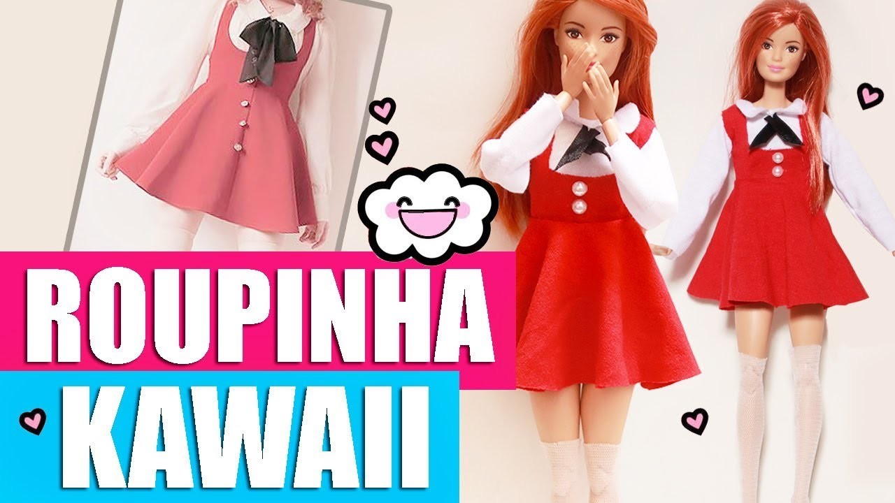 Blusa, Jardineira e Meia KAWAII ! Super Fofinho -  DIY para Barbie, Monster High e outras Bonecas