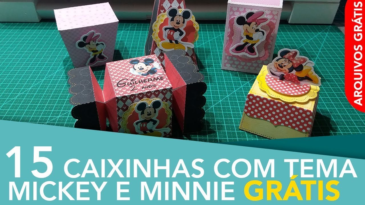 DIY | 15 Caixinhas Personalizadas com tema Mickey e Minnie - Silhouette e Tesourete
