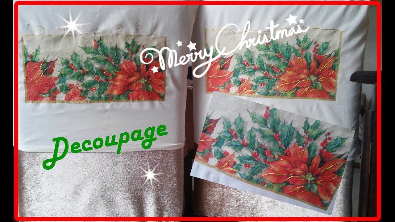 Diy de NATAL CAPA PARA CADEIRA COM DECOUPAGE