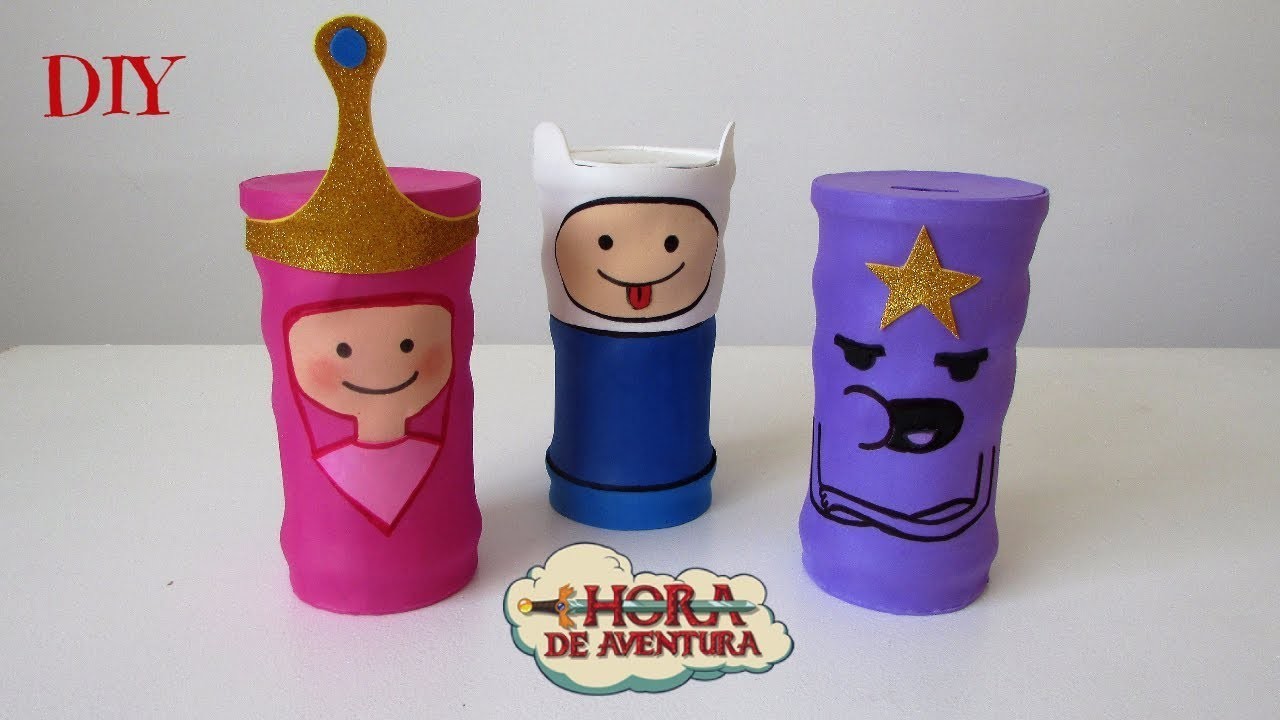 DIY Dia das Crianças | Cofrinhos Hora de Aventura feitos com latas de achocolatado