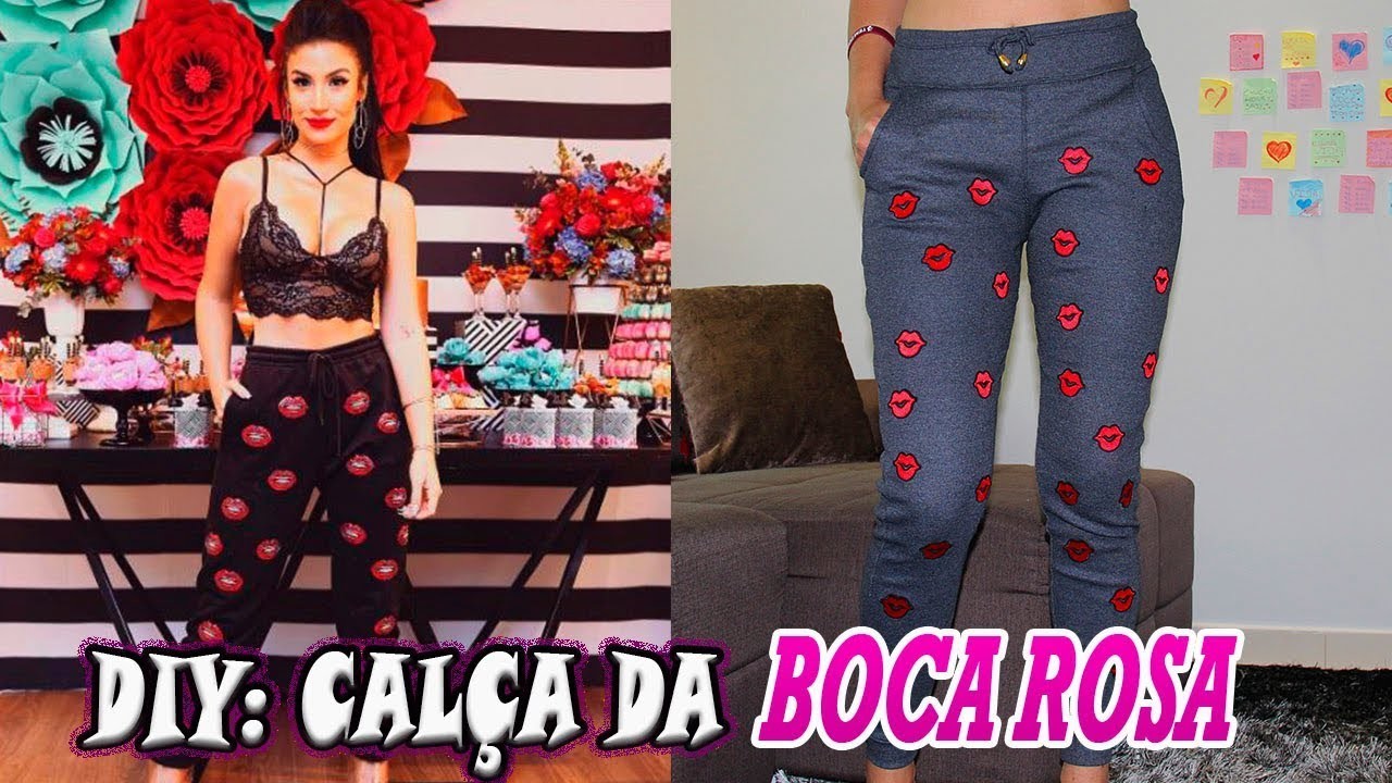 DIY: FAÇA SUA CALÇA IGUAL A DA BOCA ROSA - BIANCA ANDRADE - CUSTOMIZAÇÃO BARATA E RÁPIDA