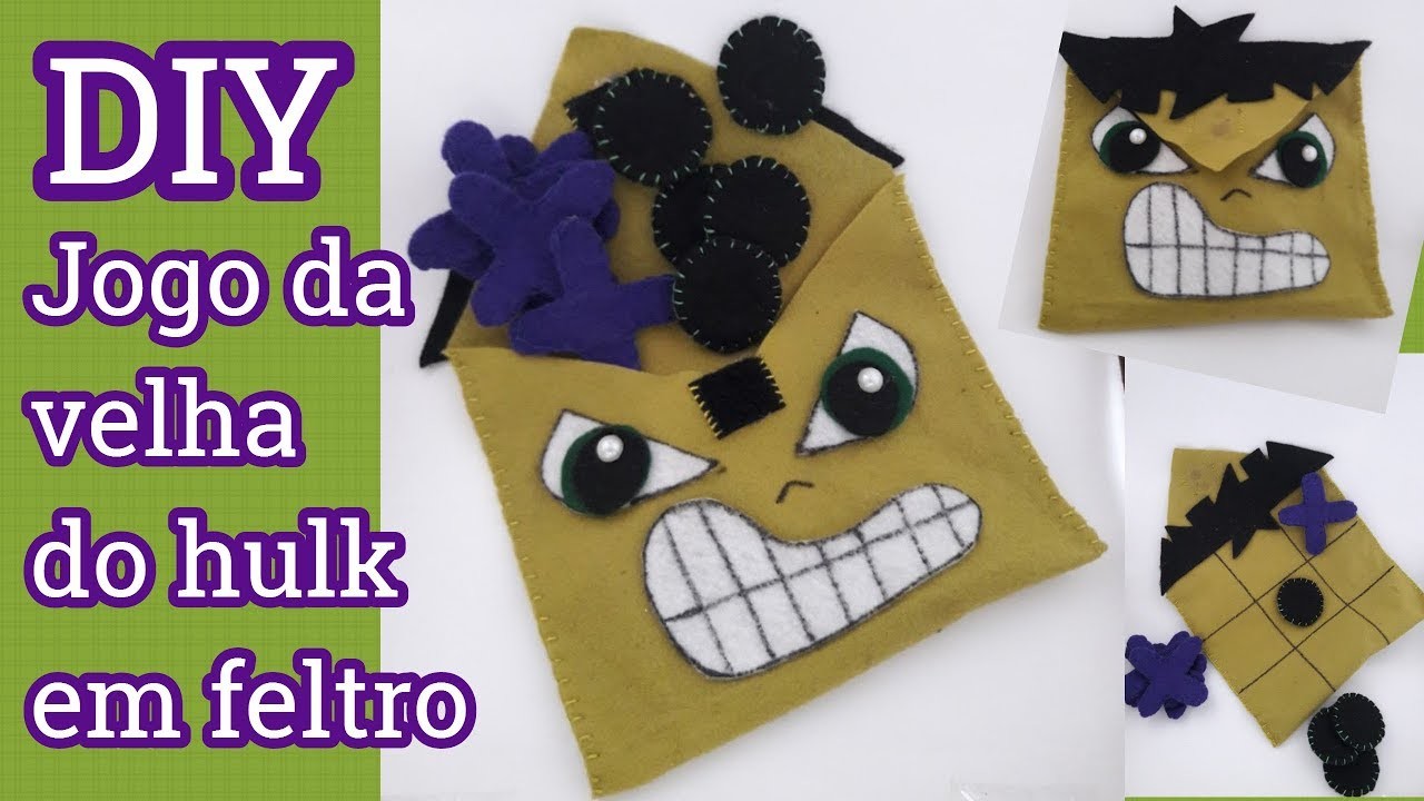 DIY Jogo da velha do Hulk em feltro fácil de fazer