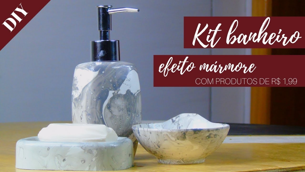 DIY - Kit de Banheiro Efeito Mármore | Faz Aí #produtos de R$1,99