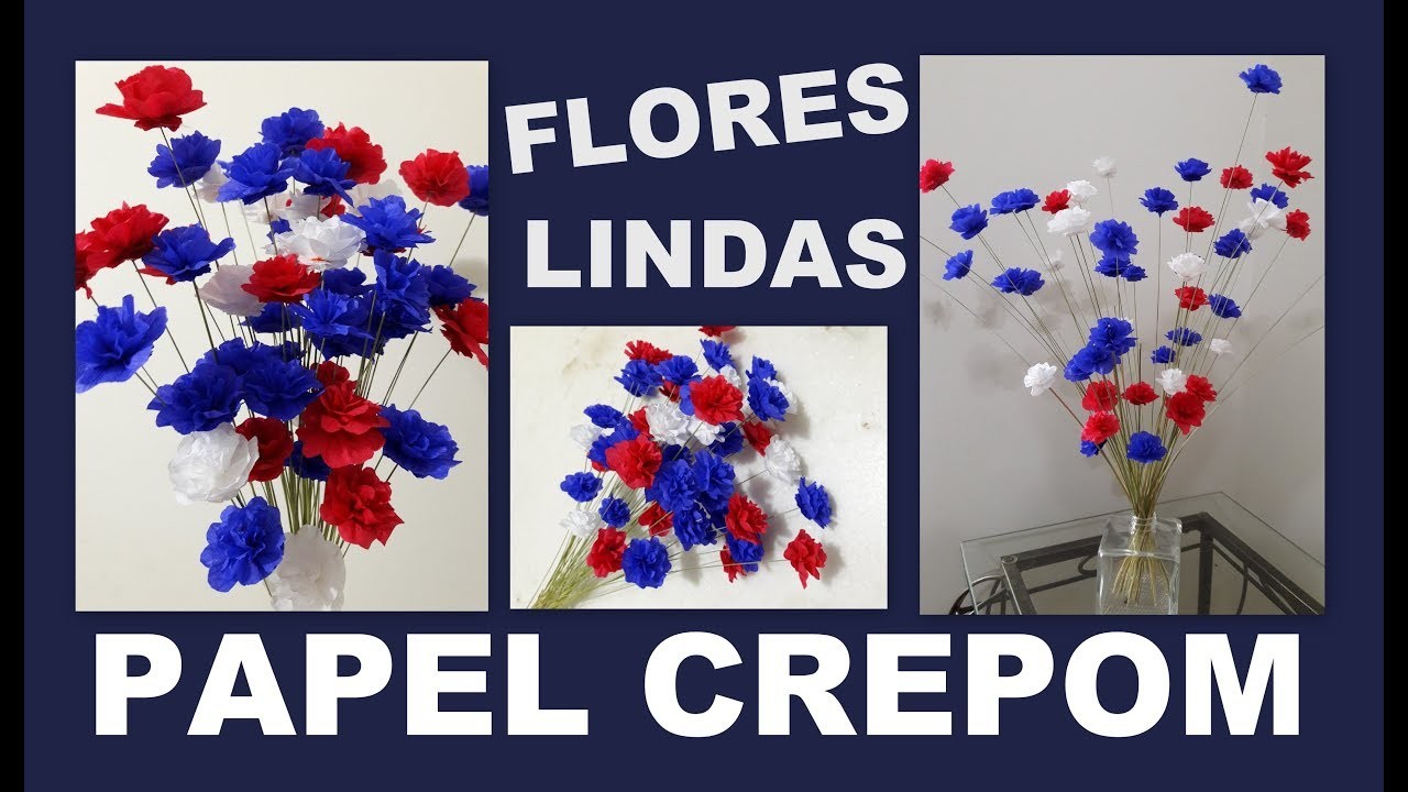 DIY MINI FLORES DE PAPEL CREPOM PARA VASOS (mini flowers paper - crepe)