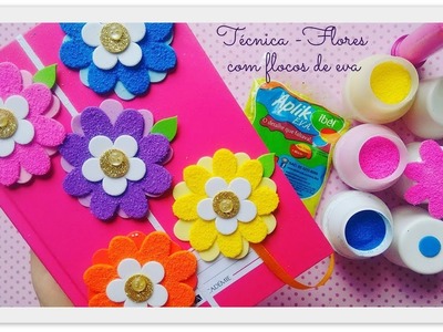 Diy técnica - Marcador de livros Flor usando flocos de eva