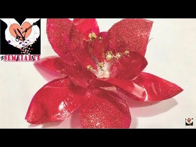 Flor de Natal feita de Garrafa Pet e  Ferro de Solda Diy -SemeiArte -
