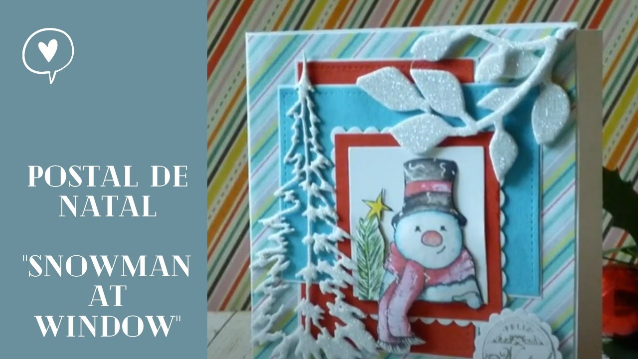 Postal de Natal - "Snowman at Window" - Christmas Card. MaryV Scraps