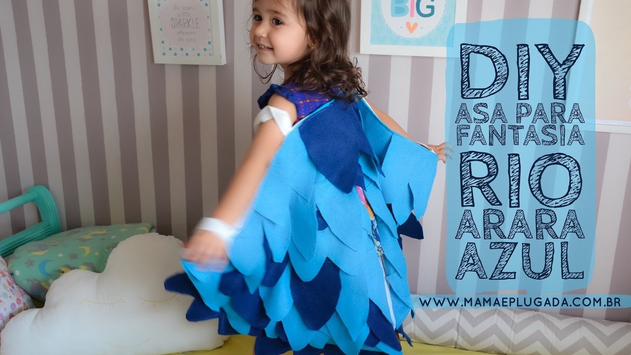 Tutorial Passo a passo da  Fantasia Infantil Asa Arara Azul Filme RIO em Feltro (Full HD)