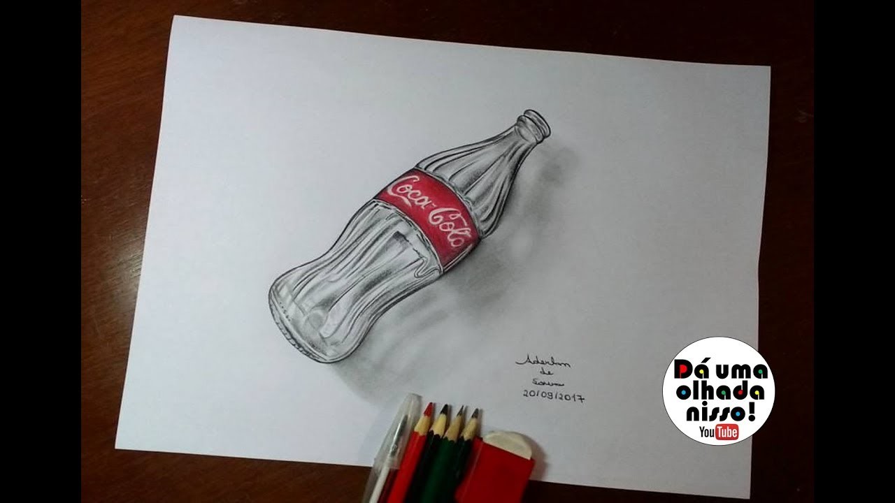 Desenho de uma garrafa de refrigerante em 3D - 20.09.2017
