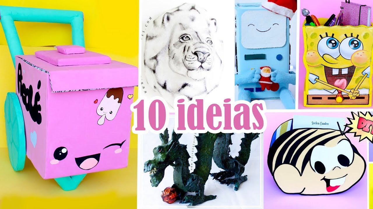 DIY 10 ideias com PAPELÃO KAWAII, Geek, Escultura Compilation Poly Gonçalves