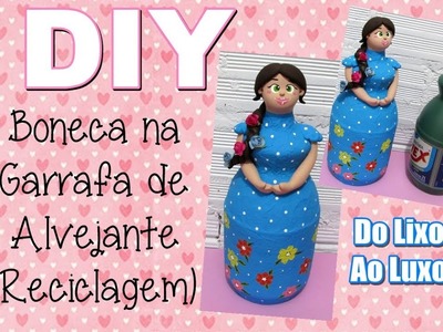 (DIY) Boneca na Garrafa de Alvejante - Boneca Peso de Porta (Papietagem e Biscuit)