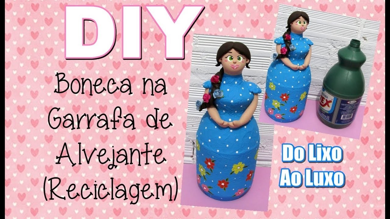 (DIY) Boneca na Garrafa de Alvejante - Boneca Peso de Porta (Papietagem e Biscuit)