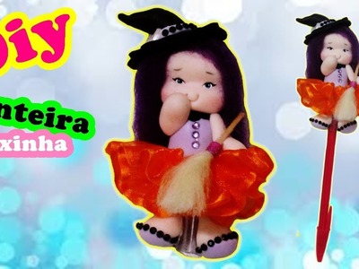 DIY - CANETA DECORADA BRUXINHA EM BISUIT LEMBRANCINHA (LÁPIS OU CANETA)